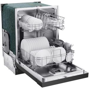 Midea 24 in. Front Control Flush-Mount Dishwasher with 52 dBA Sound level, Auto Open Door & Pocket Handle - Black, , hires