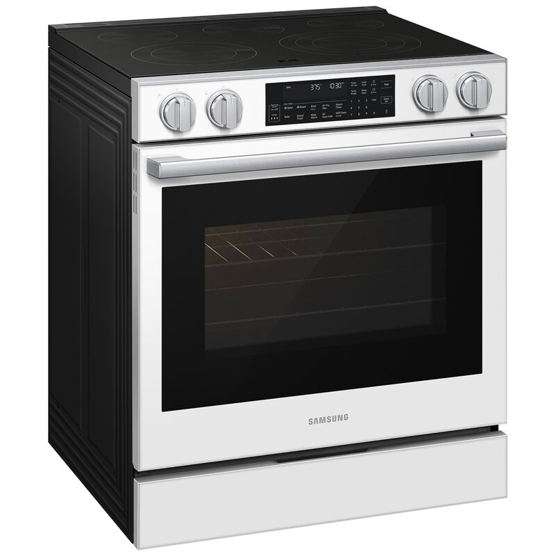 Samsung Bespoke 30 in. 6.3 cu. ft. Smart Air-Fry True European Convection Slide-In Electric Range with Radiant Burners - White Glass, White Glass, hires