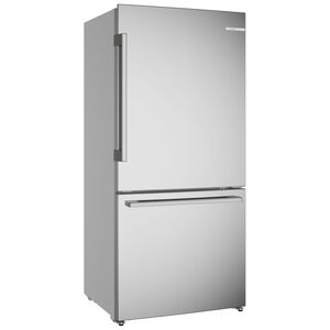 Bosch 100 Series 33 in. 17.2 cu. ft Counter Depth Bottom Freezer Refrigerator with Ice Maker - Stainless Steel, , hires