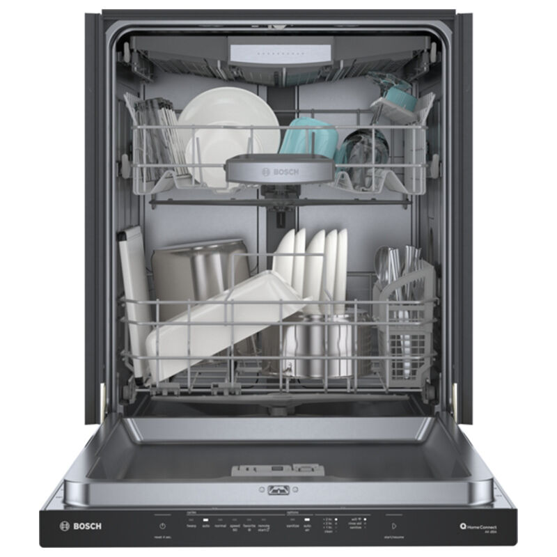 Bosch 500 Series 24 in. Smart Built-In Dishwasher with Top Control, 44 dBA Sound Level, 16 Place Settings, 8 Wash Cycles & Sanitize Cycle - Black, Black, hires