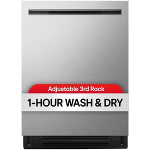 LG 24 in. Top Control Flush-Mount Smart Dishwasher with 44 dBA Sound Level, 3rd-Rack, AutoVent Dry, Dynamic Heat Dry & Pocket Handle - PrintProof Stainless Steel, , hires