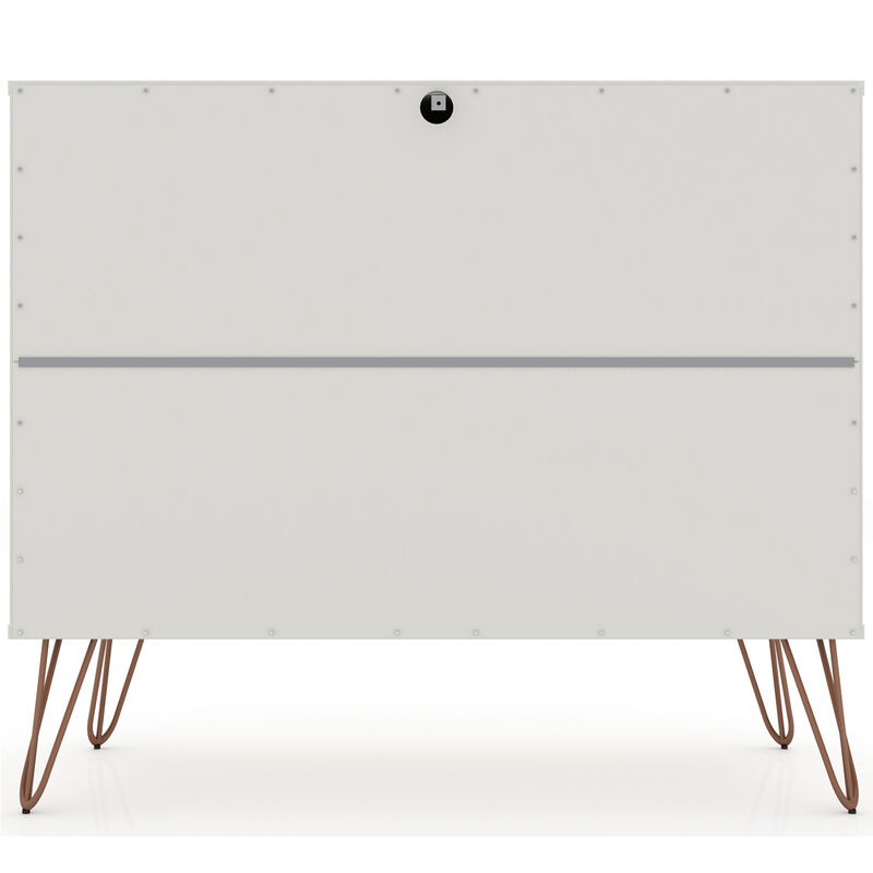 Manhattan Comfort Rockefeller Mid-Century Modern 3-Drawer Dresser - Off White/Natural, White, hires