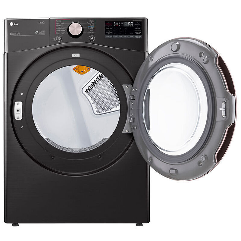 LG 27 in. 7.4 cu. ft. Electric Dryer with 12 Dryer Programs, 12 Dry Options, Sanitize Cycle, Wrinkle Care & Sensor Dry - Black Steel, Black Steel, hires