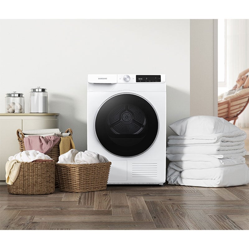 Samsung 24 in. 4.0 cu. ft. Smart Stackable Ventless Electric Dryer with Heat Pump, Sensor Dry & Sanitize Cycle - White, , hires
