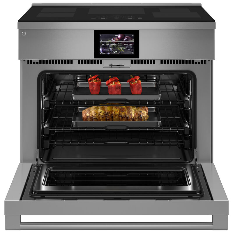 Monogram 36 in. 5.7 cu. ft. Smart Air Fry Convection Oven Slide-In Electric Range with 5 Induction Zones - Stainless Steel, , hires
