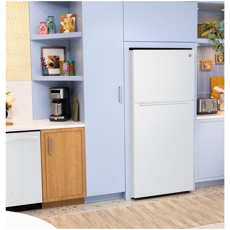 GE 30 in. 21.0 cu. ft. Garage-Ready Top Freezer Refrigerator - White, White, hires