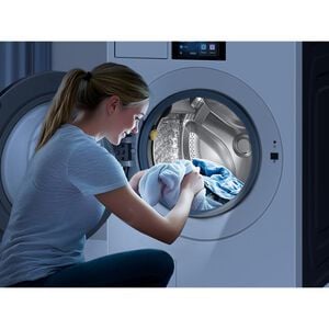 Samsung Bespoke 27 in. 5.3 cu. ft. Smart Stackable Front Load Washer with AI Home, AI OptiWash+, Sanitize & Steam Cycle - Ivory, , hires