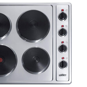 Summit 24 in. 4-Burner Electric Cooktop with Power Burner - Stainless Steel, , hires