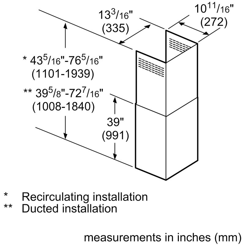 Bosch 500 Series Duct Extension Kit for Range Hoods - Stainless Steel, , hires