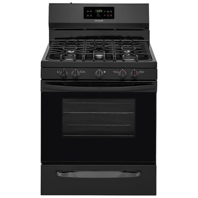 Frigidaire 30 in. 5.0 cu. ft. Oven Freestanding Gas Range with 5 Sealed Burners - Black | FFGF3054TB