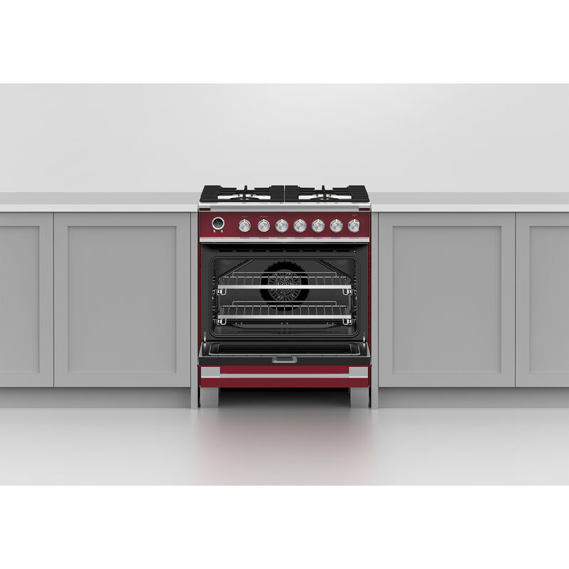 Fisher & Paykel Series 9 Classic 30 in. 3.5 cu. ft. Convection Oven Freestanding Dual Fuel Range with 4 Sealed Burners - Red, , hires