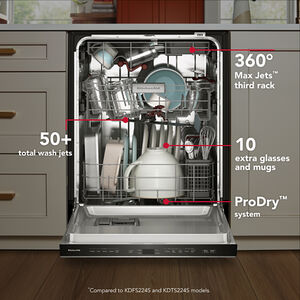 KitchenAid 24 in. Top Control Dishwasher with 44 dBA Sound Level, 3rd-Rack, ProDry System & Pocket Handle - PrintShield Stainless, , hires