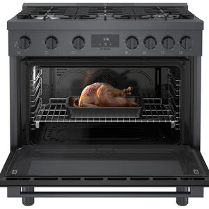 Bosch 800 Series 36 in. 3.4 cu. ft. Standard Convection Gas Range with 6 Sealed Burners - Black Stainless Steel, , hires