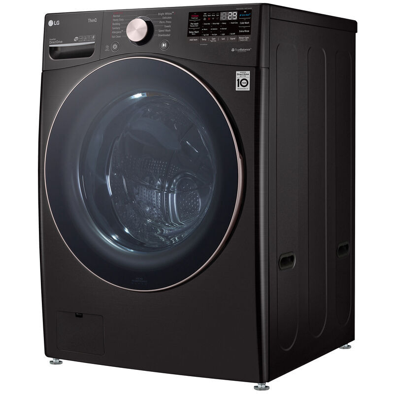 LG 27 in. 4.5 cu. ft. Smart Stackable Front Load Washer with Sanitize & Steam Wash Cycle - Black Steel, Black Steel, hires