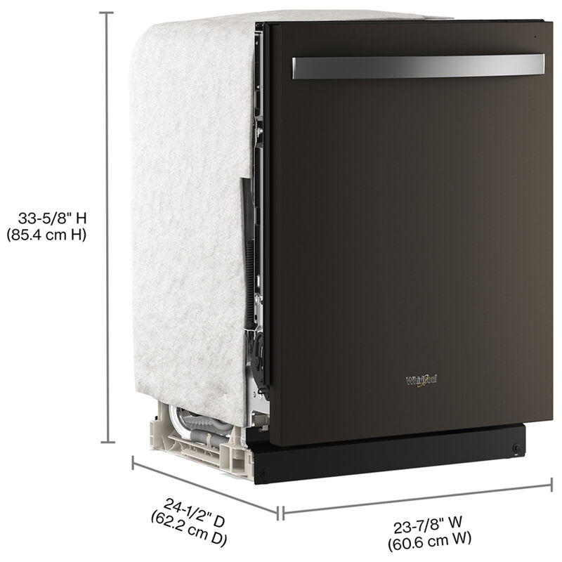 Whirlpool 24 in. Top Control Dishwasher with 47 dBA Sound Level, 3rd Rack & Auto Open Air Dry - Fingerprint Resistant Black Stainless, , hires