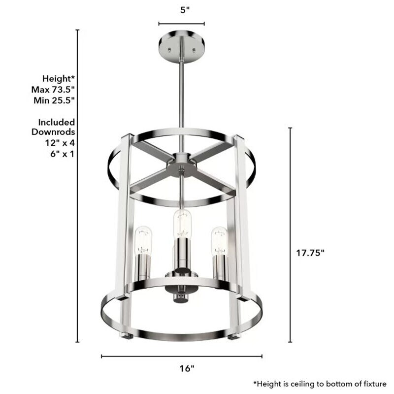 Hunter Astwood 16 in. 4 Light Chandelier - Brushed Nickel, , hires