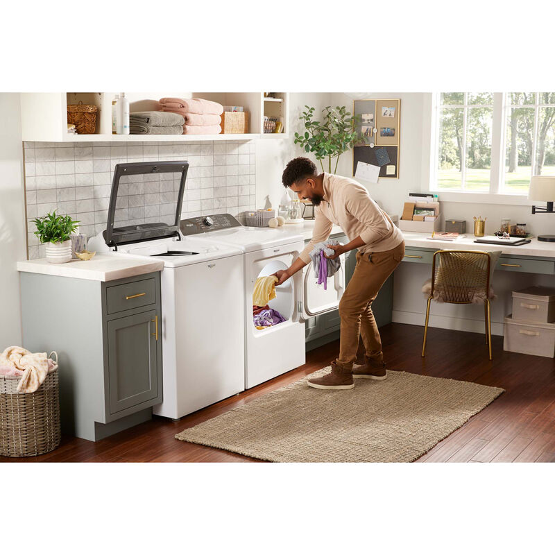 Whirlpool 29 in. 7.0 cu. ft. Electric Dryer with Wrinkle Shield Option, Steam Cycle & Sensor Dry - White, White, hires