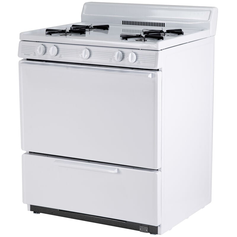 Premier 30 in. 3.9 cu. ft. Gas Range with Open Burners - White on White, , hires
