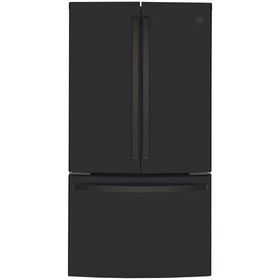 GE 36 in. 23.1 cu. ft. Counter Depth French Door Refrigerator - Black Slate | GWE23GENDS
