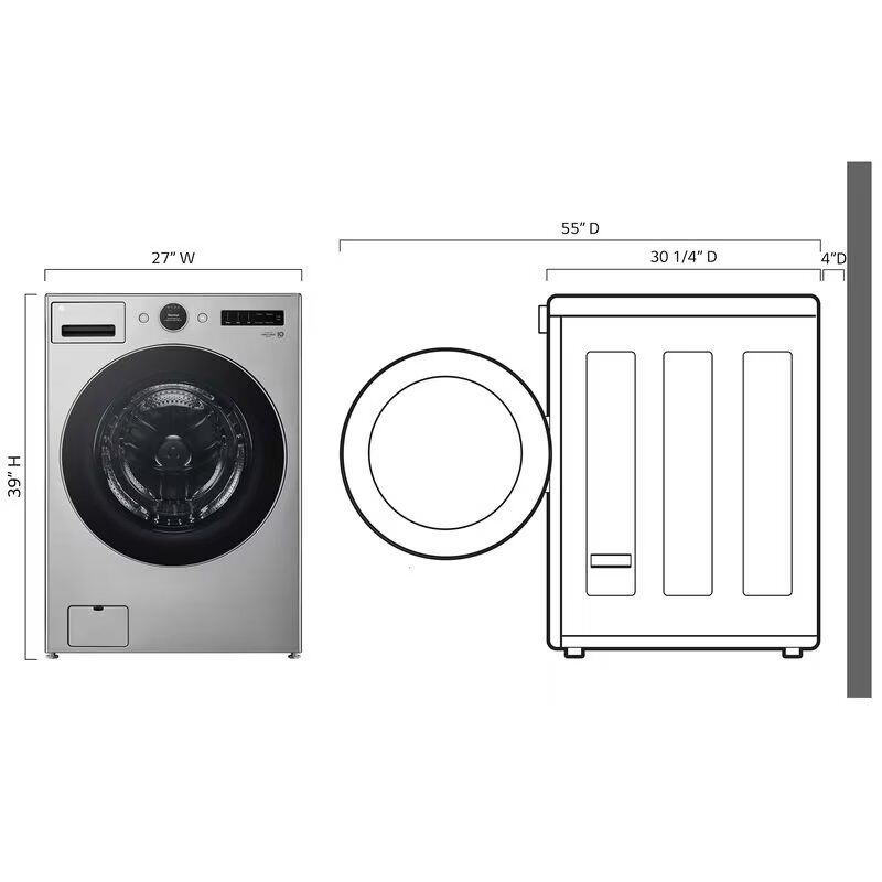 Front load washer & dryer set with shop steam and steam sanitize+ in platinum
