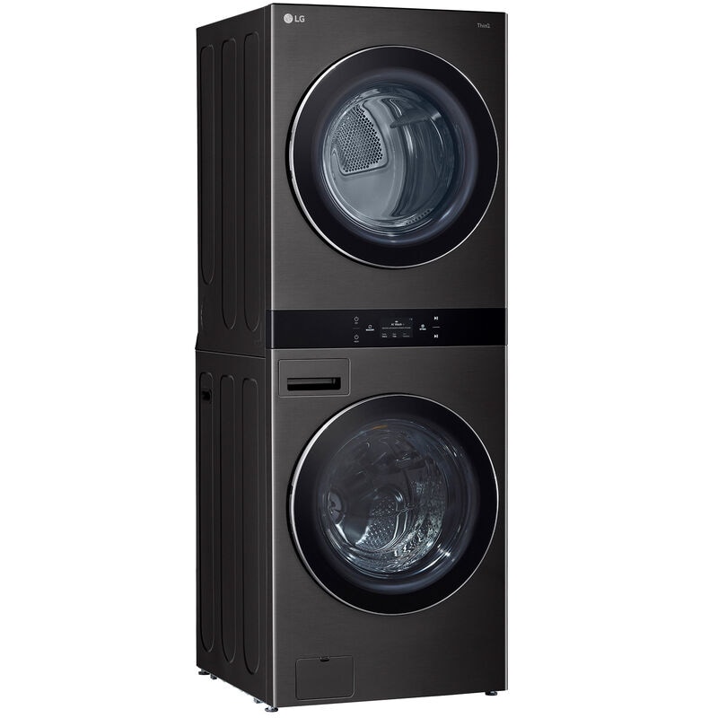 LG 27 in. 5.0 cu. ft. Smart Gas Front Load WashTower with AI Sensor Dry, TurboSteam, Allergiene Cycle, ezDispense, AI DD 2.0 Advanced Washing, Sensor Dry, Sanitize & Steam Cycle - Black Steel, , hires