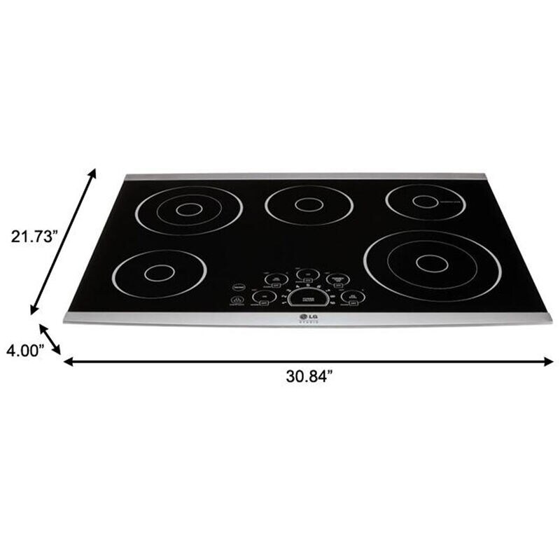 LG Studio 30 in. 5-Burner Electric Cooktop with Simmer Burner & Power Burner - Stainless Steel, , hires