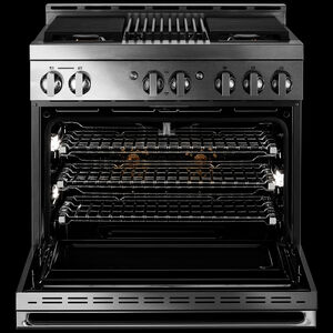 JennAir Noir Series 36 in. 5.1 cu. ft. Smart Convection Oven Freestanding Gas Range with 4 Sealed Burners & Grill - Stainless Steel, , hires