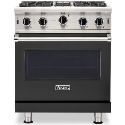 Viking 5 Series 30 in. 4.0 cu. ft. Convection Oven Freestanding Gas Range with 4 Open Burners - Cast Black | VGIC53024BCS