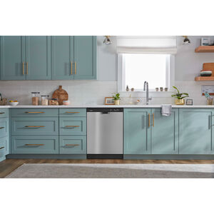 Whirlpool 24 in. Front Control Dishwasher with 59 dBa Sound Level & Pocket - Stainless Steel, Stainless Steel, hires