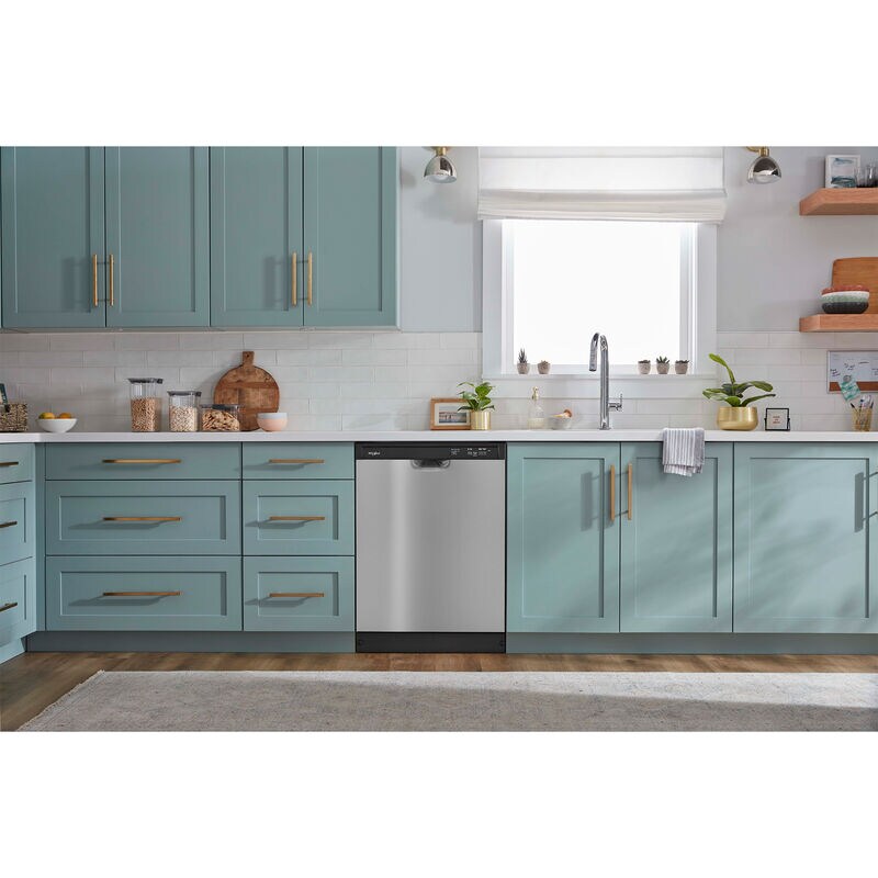 Whirlpool 24 in. Front Control Dishwasher with 59 dBa Sound Level & Pocket - Stainless Steel, Stainless Steel, hires