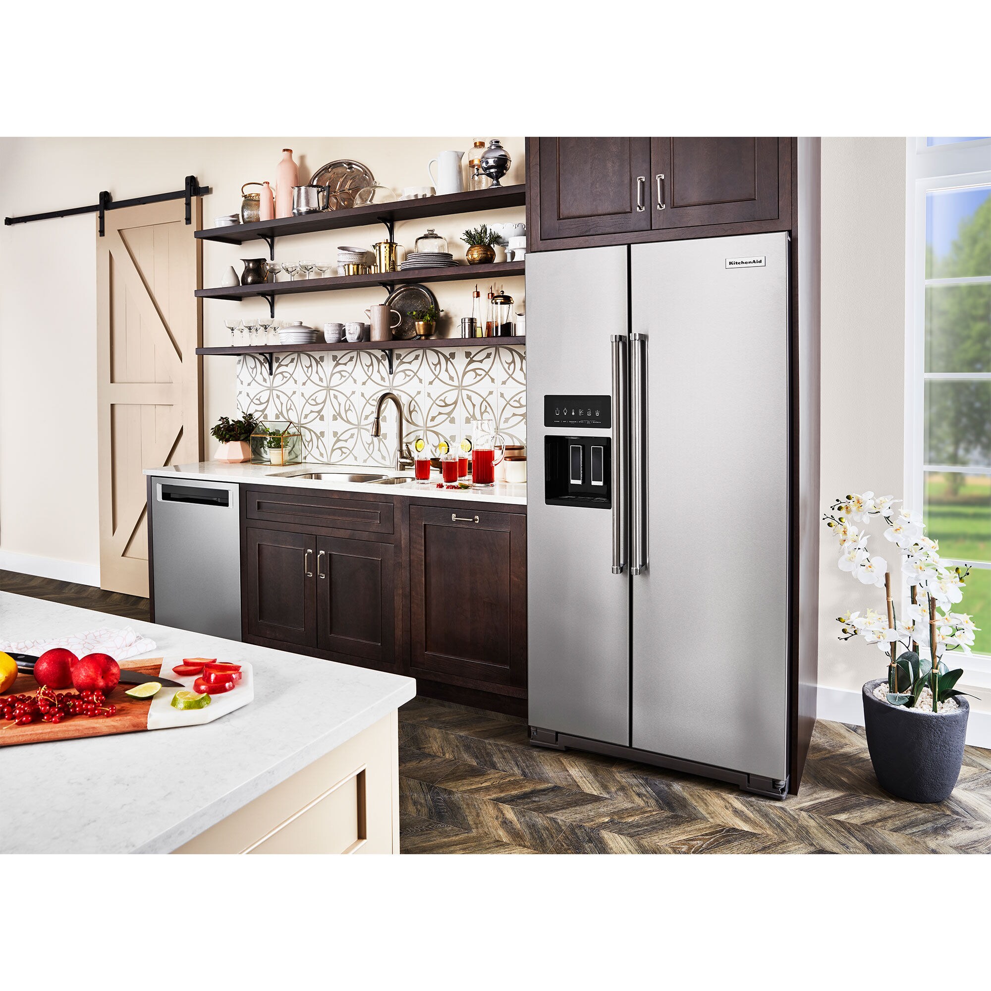 Kitchenaid side by side store stainless steel refrigerator