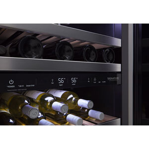Signature Kitchen Suite 24 in. Undercounter Smart Wine Cooler with Metal & Wood Racks, Dual Temperature Zones & 41 Bottle Capacity - Custom Panel Ready, , hires