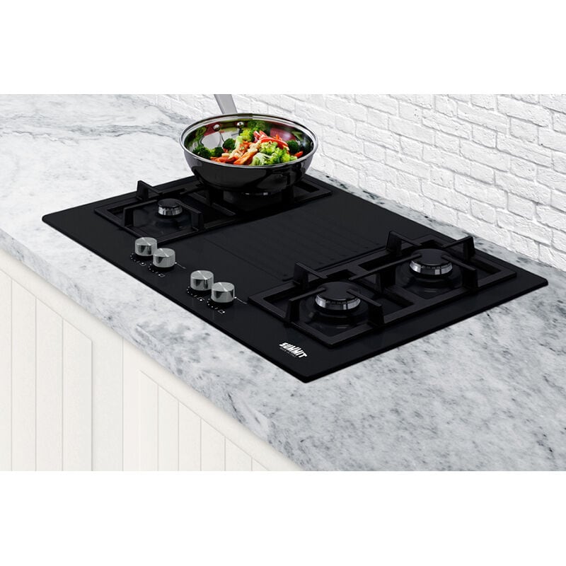 Summit 30 in. 4-Burner Natural Gas Cooktop - Black, , hires