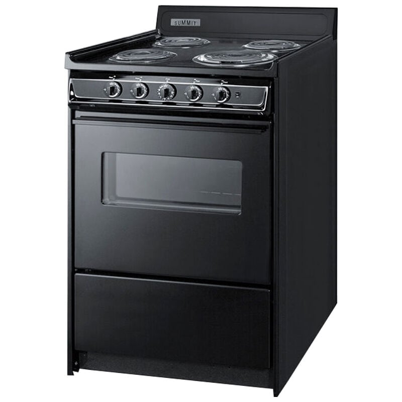 Summit 24 in. 2.9 cu. ft. Electric Range with Coil Burners - Black, , hires