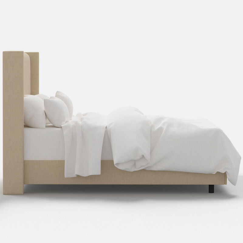 Skyline Furniture Linen Fabric Upholstered Queen Size Wingback Bed - Linen, , hires