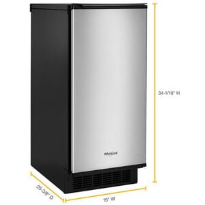 Whirlpool 15 in. Built-In Undercounter Ice Maker with 25 lb. Ice Storage, Auto-Defrost & Digital Control - Stainless Steel, Stainless Steel, hires