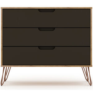 Manhattan Comfort Rockefeller Mid-Century Modern 3-Drawer Dresser - Textured Gray, , hires
