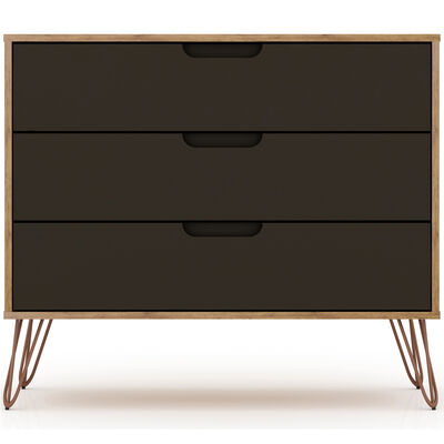 Manhattan Comfort Rockefeller Mid-Century Modern 3-Drawer Dresser - Textured Gray | 103GMC7