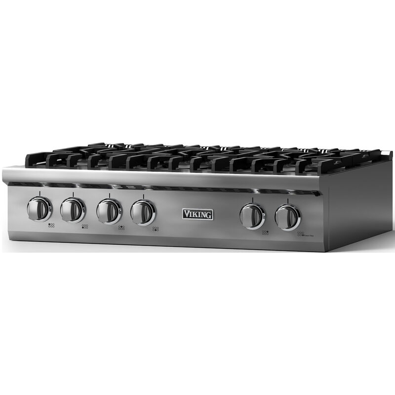 Viking 5 Series 36 in. 6-Burner LP Gas Rangetop with Simmer Burner & Power Burner - Stainless Steel, , hires