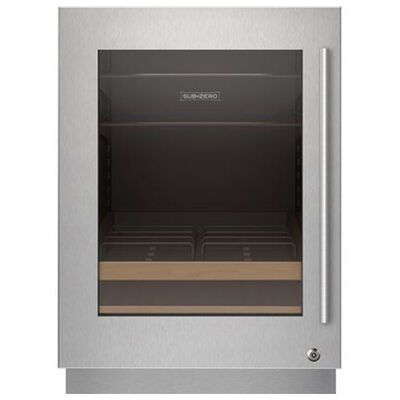 Sub-Zero Designer Series Undercounter 24 in. Left Hinge Stainless Steel Glass Door Panel with Tubular Handle and Lock | 9029026