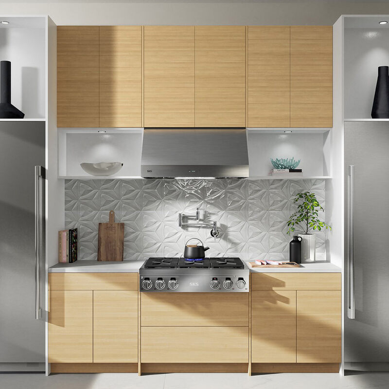 SKS 36 in. 6-Burner Smart Natural Gas Rangetop with Simmer Burner & Power Burner - Stainless Steel, , hires