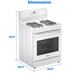 Midea 30 in. 6.1 cu. ft. Gas Range with 4 Sealed Burners - White, White, hires