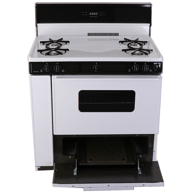 Premier 36 in. 3.9 cu. ft. Gas Range with Open Burners - White, White, hires