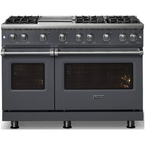 Viking 5 Series 48 in. 6.1 cu. ft. Standard Convection Double Oven Gas Range with 6 Sealed Burners & Griddle - Cast Black, , hires