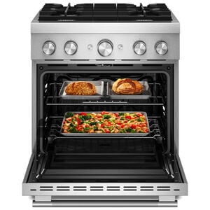KitchenAid Commercial-Style 30 in. 4.1 cu. ft. Air-Fry True European Convection Dual Fuel Range with 4 Sealed Burners - Stainless Steel, , hires