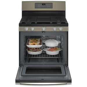 GE 30 in. 5.0 cu. ft. Air Fry Convection Oven Freestanding Gas Range with 5 Sealed Burners & Griddle - Slate, Slate, hires