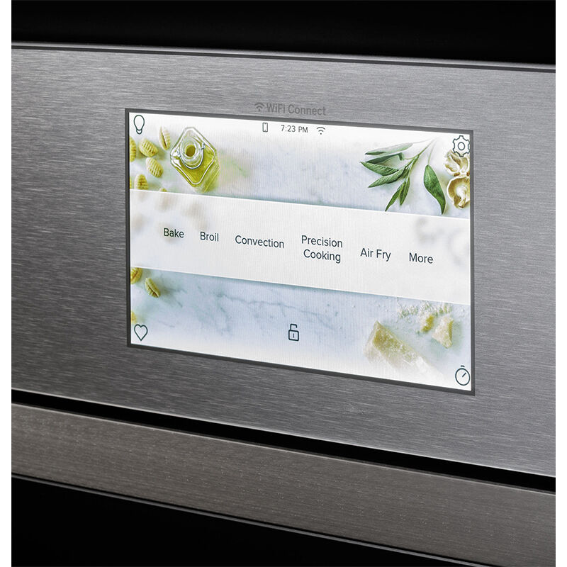 Cafe Minimal Series 30 in. 10 cu. ft. Smart Top Control Electric Double Wall Oven with True European Convection - Platinum Glass, Platinum Glass, hires