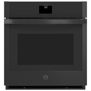 GE 27 in. 4.3 cu. ft. Electric Smart Wall Oven with True European Convection & Self Clean - Black, Black, hires