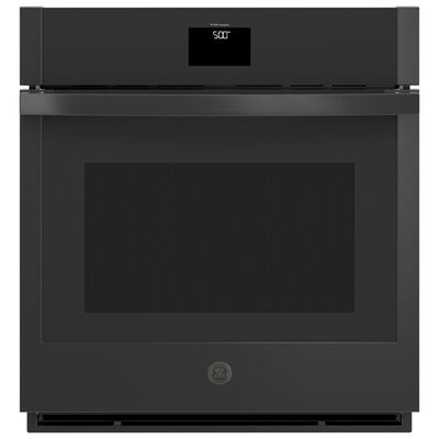 GE 27 in. 4.3 cu. ft. Electric Smart Wall Oven with True European Convection & Self Clean - Black | JKS5000DVBB