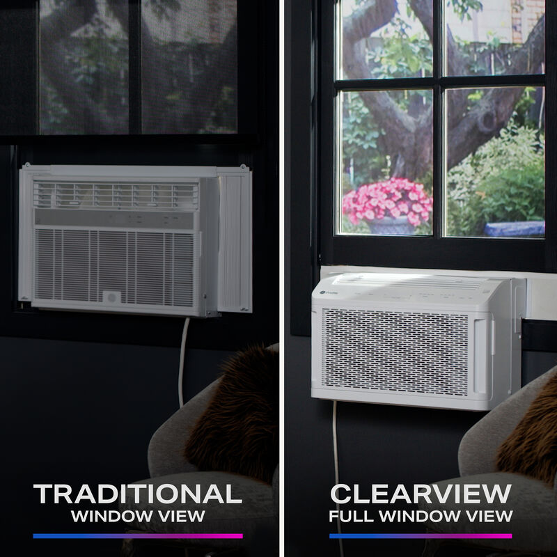 GE Profile Clearview 6,100 BTU Smart Saddle Window Air Conditioner with 3 Fan Speeds, Sleep Mode & Remote Control - White, , hires